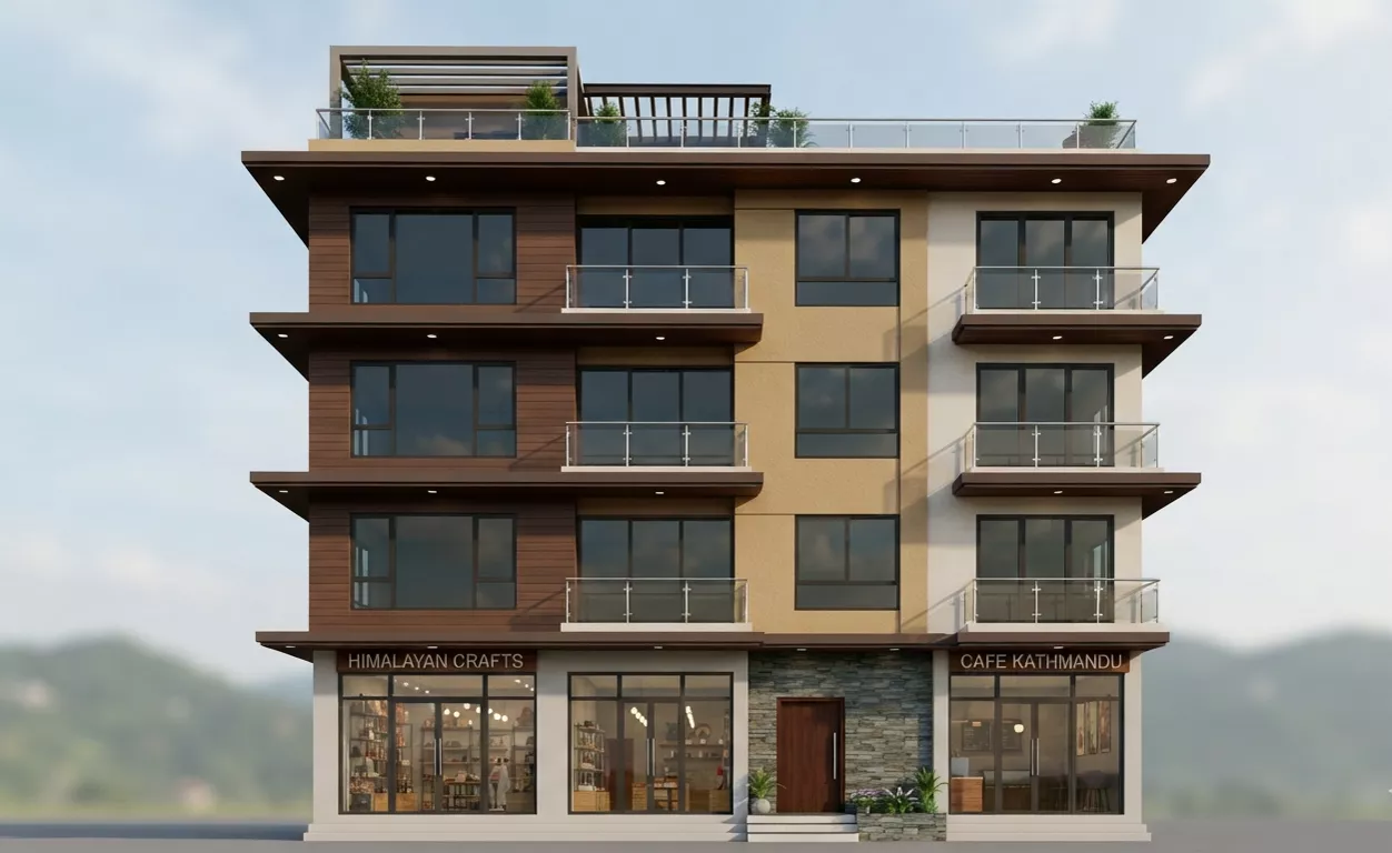 Contemporary commercial building facade