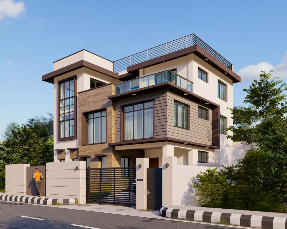 Contemporary residential building built by Yellow Shikhar Nirman Sewa